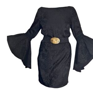 NEW Shelli Segal Goth Witch Floral Brocade Dress Womens Small 4 Black Whimsigoth